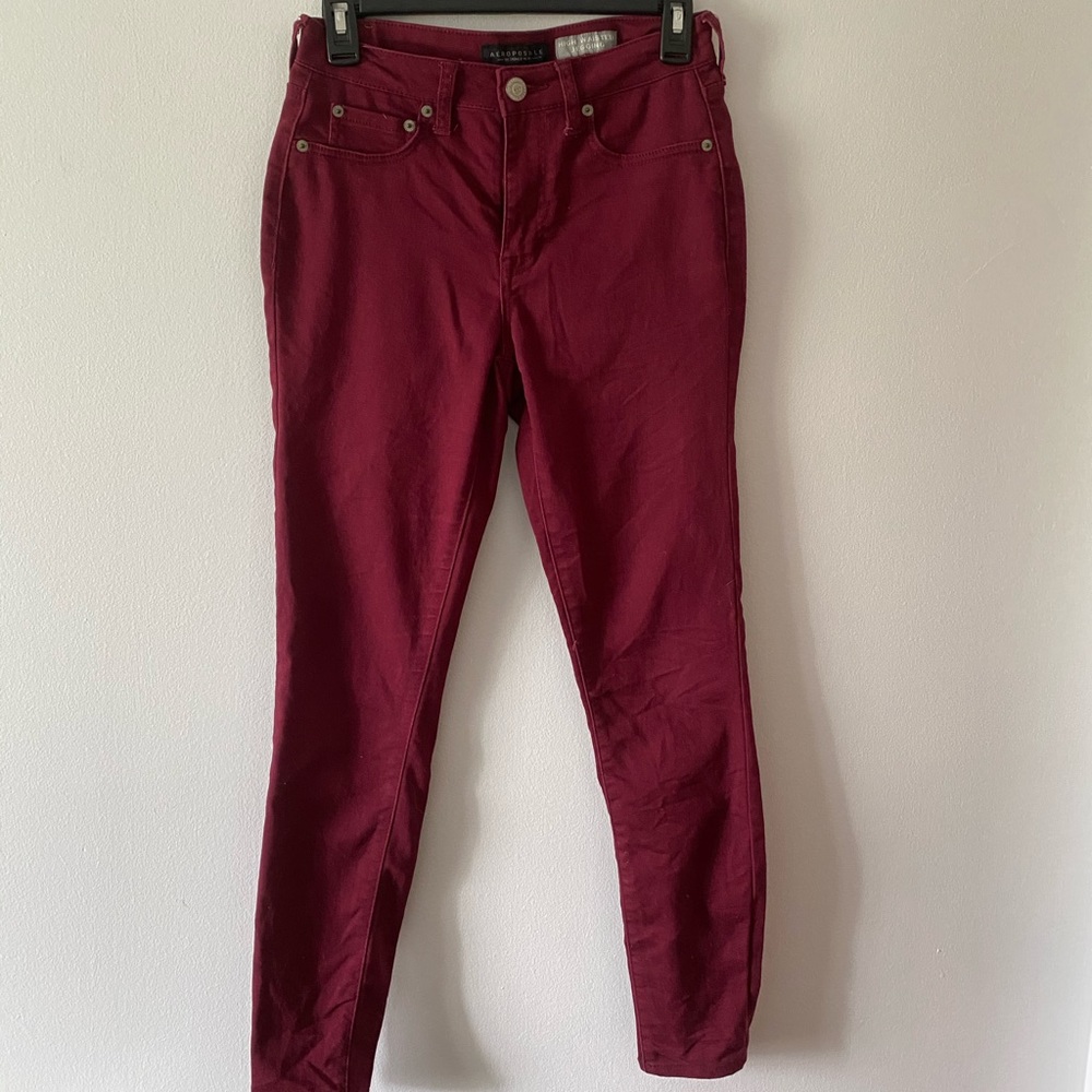 AEROPOSTALE Maroon/Burgundy High Waisted Jeggings